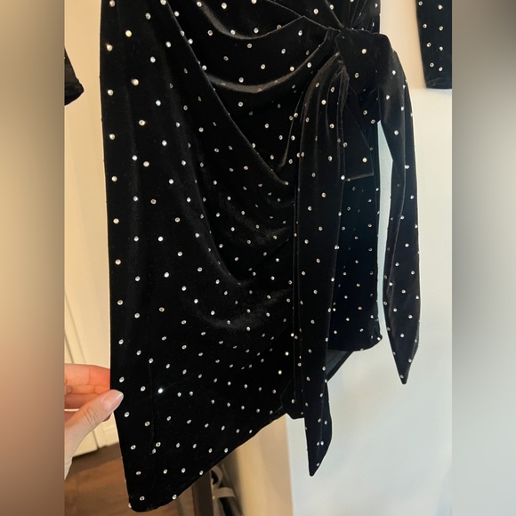 Michael Costello x Revolve London Dress in Black Velvet & Rhinestones XS - Picture 6 of 13